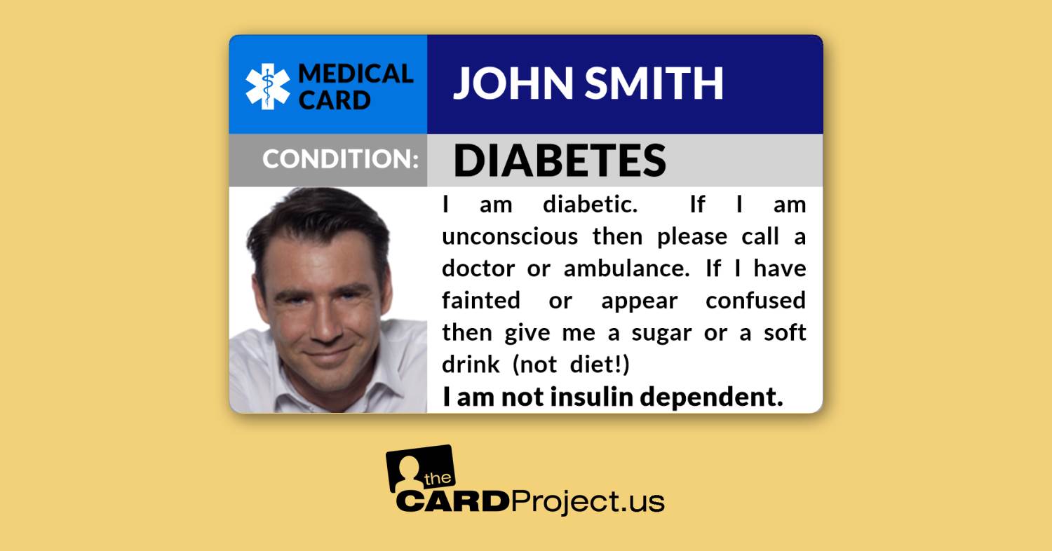 Type 2 Diabetic Photo Medical Card (FRONT)